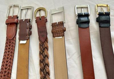 6 Men's Belt Lot, Leather, Sz. 38 (B1)