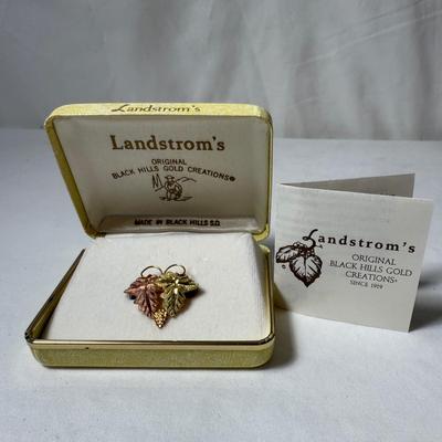 Landstrom’s Black Hills Gold Pin with Gold & Silver Chains & Pendants (K-HS)
