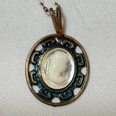 Landstrom’s Black Hills Gold Pin with Gold & Silver Chains & Pendants (K-HS)