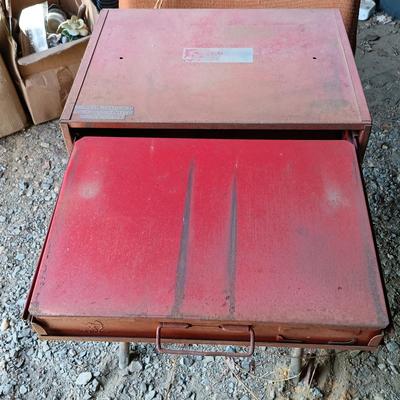 LOT 74: Bowman 4-Drawer Parts Organizer with Snap-On Metal Tool Case SM9642