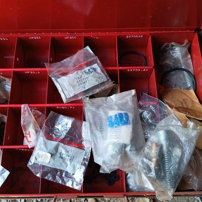 LOT 74: Bowman 4-Drawer Parts Organizer with Snap-On Metal Tool Case SM9642