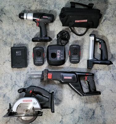 LOT 120: Craftsman Tool Collection Including Trim Saw, Drill Driver and More