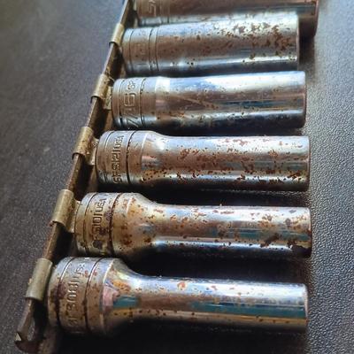 LOT 163: Snap-On SFS 11-Piece Deep Socket Set 1/4" to 7/16" with S9706 Plug Socket