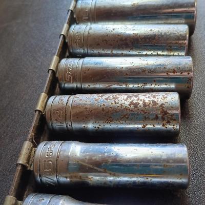LOT 163: Snap-On SFS 11-Piece Deep Socket Set 1/4" to 7/16" with S9706 Plug Socket