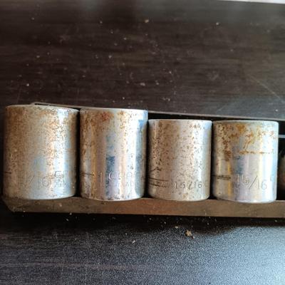 LOT 164: Snap-On 7-Piece IMF 3/8" Drive Impact Sockets with Craftsman V Series Sockets, New Britain Socket & More