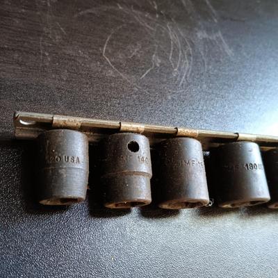 LOT 164: Snap-On 7-Piece IMF 3/8" Drive Impact Sockets with Craftsman V Series Sockets, New Britain Socket & More