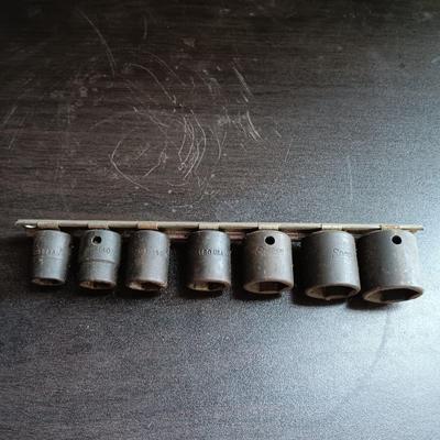 LOT 164: Snap-On 7-Piece IMF 3/8" Drive Impact Sockets with Craftsman V Series Sockets, New Britain Socket & More