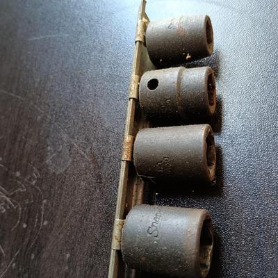 LOT 164: Snap-On 7-Piece IMF 3/8" Drive Impact Sockets with Craftsman V Series Sockets, New Britain Socket & More