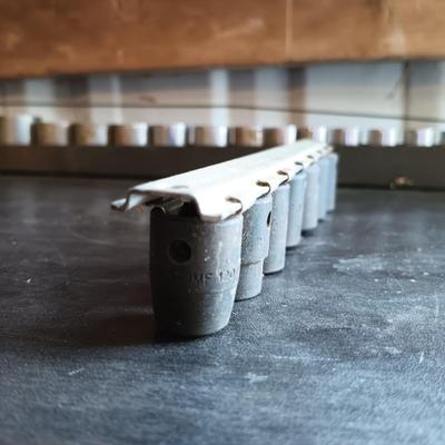 LOT 164: Snap-On 7-Piece IMF 3/8" Drive Impact Sockets with Craftsman V Series Sockets, New Britain Socket & More
