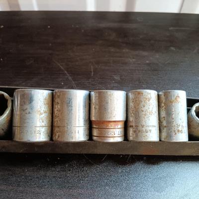LOT 164: Snap-On 7-Piece IMF 3/8" Drive Impact Sockets with Craftsman V Series Sockets, New Britain Socket & More