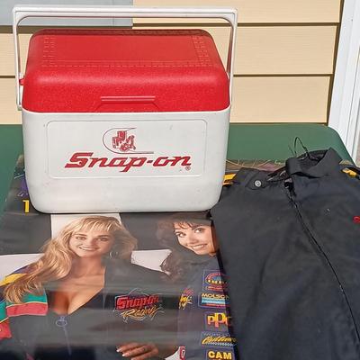 LOT 175: Snap-On Cooler, Snap-On Racing Jacket Size 2XL & Snap-On Racing 1993 Promotional Poster