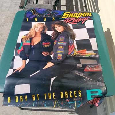 LOT 176: Snap-On Cooler, Snap-On Racing Promotional Poster, Snap-On Cap & Bag