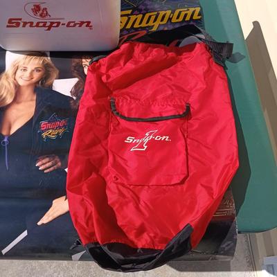 LOT 176: Snap-On Cooler, Snap-On Racing Promotional Poster, Snap-On Cap & Bag