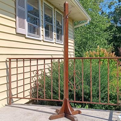LOT 181: Vintage Hat Rack with Framed Cross-stitch Art