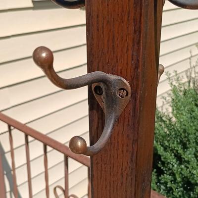 LOT 181: Vintage Hat Rack with Framed Cross-stitch Art