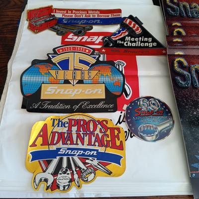 LOT 185: Snap-On License Plate Frames, Stickers, Plastic Bags, Snap-On Racing Cap & Snapshots 1997 Calendars