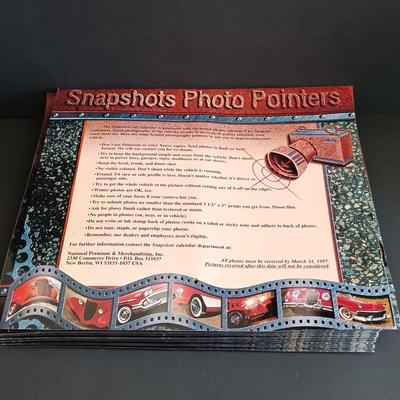 LOT 185: Snap-On License Plate Frames, Stickers, Plastic Bags, Snap-On Racing Cap & Snapshots 1997 Calendars