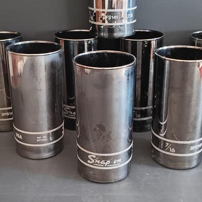 LOT 189: Snap-On Libbey Chrome Socket Drinking Glasses
