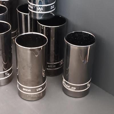 LOT 189: Snap-On Libbey Chrome Socket Drinking Glasses