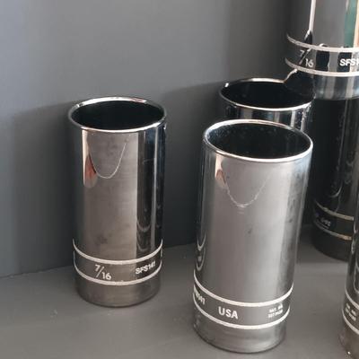 LOT 189: Snap-On Libbey Chrome Socket Drinking Glasses