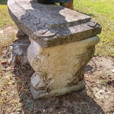 LOT 273: Painted Concrete Fishing Boy Statue with Concrete Bench