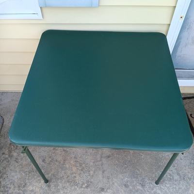 LOT 276: Four Star International Trading Co. Folding Card Table with (4) Chairs & (3) Samsonite Chairs