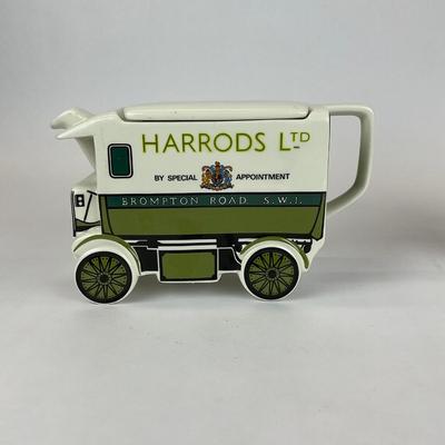 Sale Photo Thumbnail #758: Harrods tea pot: 9" long x 5" high x 3.75" wide