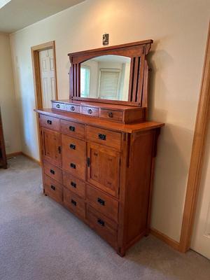 MISSION STYLE DRESSER WITH MIRROR