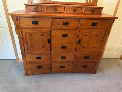 MISSION STYLE DRESSER WITH MIRROR