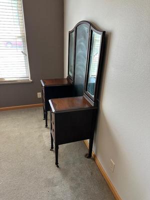 ANTIQUE VANITY WITH STOOL
