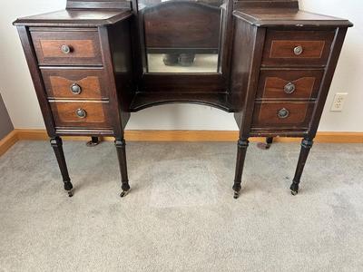 ANTIQUE VANITY WITH STOOL