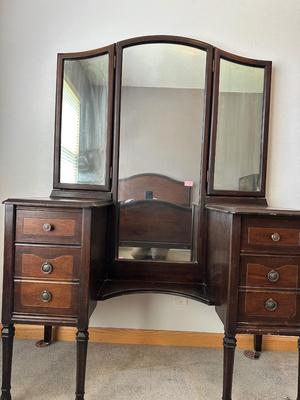 ANTIQUE VANITY WITH STOOL