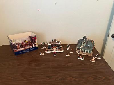2 CHRISTMAS VILLAGE BUILDINGS WITH EXTRAS