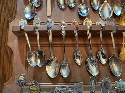 SOUVENIR SPOONS WITH A WALL HUNG HOLDER