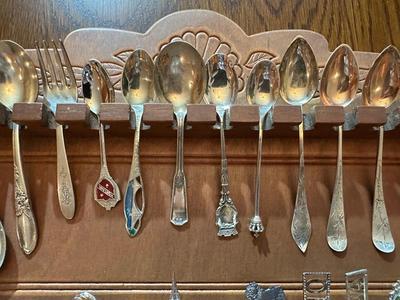 SOUVENIR SPOONS WITH A WALL HUNG HOLDER
