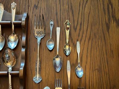 SOUVENIR SPOONS WITH A WALL HUNG HOLDER