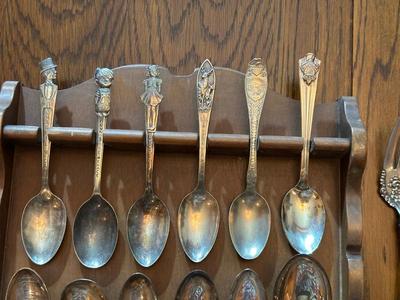 SOUVENIR SPOONS WITH A WALL HUNG HOLDER