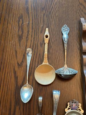 SOUVENIR SPOONS WITH A WALL HUNG HOLDER