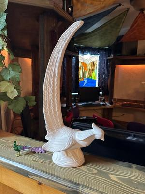 BEAUTIFUL GLASS AND OTHER PEACOCK PLUS A WHITE BIRD