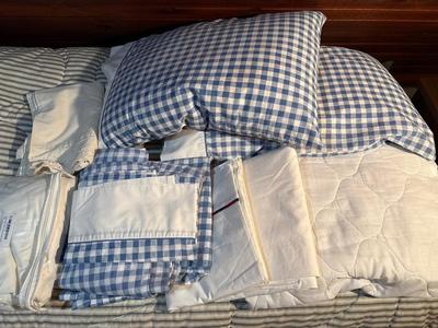 Sale Photo Thumbnail #16: Blue checkered set is complete and includes pillows, other bedding includes sheets and pillowcases