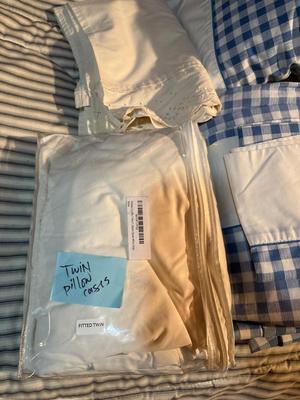 Sale Photo Thumbnail #19: Blue checkered set is complete and includes pillows, other bedding includes sheets and pillowcases