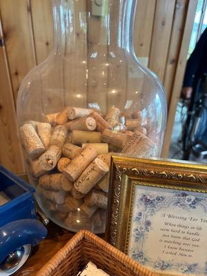 Sale Photo Thumbnail #106: Grass lamp, Ford truck, vase with corks and much more