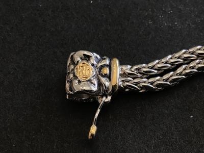 John Mederios Signed 2 Tone Locking Braclet. Rhodium And Gold Plated