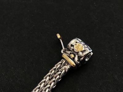 John Mederios Signed 2 Tone Locking Braclet. Rhodium And Gold Plated