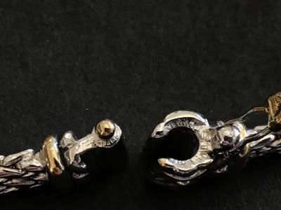 John Mederios Signed 2 Tone Locking Braclet. Rhodium And Gold Plated