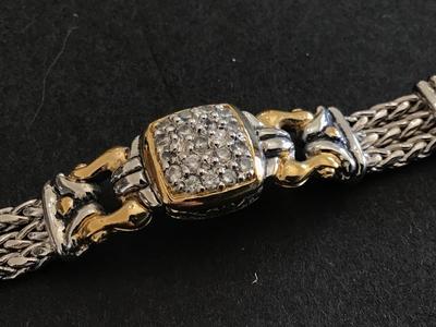 John Mederios Signed 2 Tone Locking Braclet. Rhodium And Gold Plated