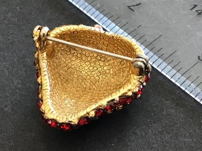 Red Rhinestone Strawberry Brooch