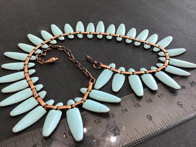 Vintage Enamel Copper Necklace Gorgeous