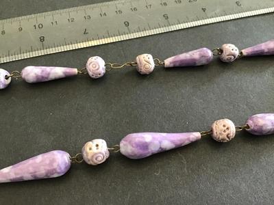 Vintage Purple Necklace Pottery Style Beads