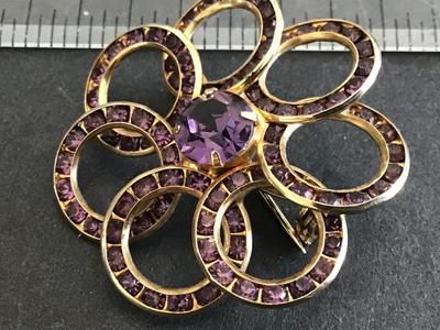 Purple Rhinestone Brooch